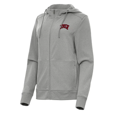 Women's Antigua Heather Gray UNLV Rebels Seeker Full-Zip Hoodie
