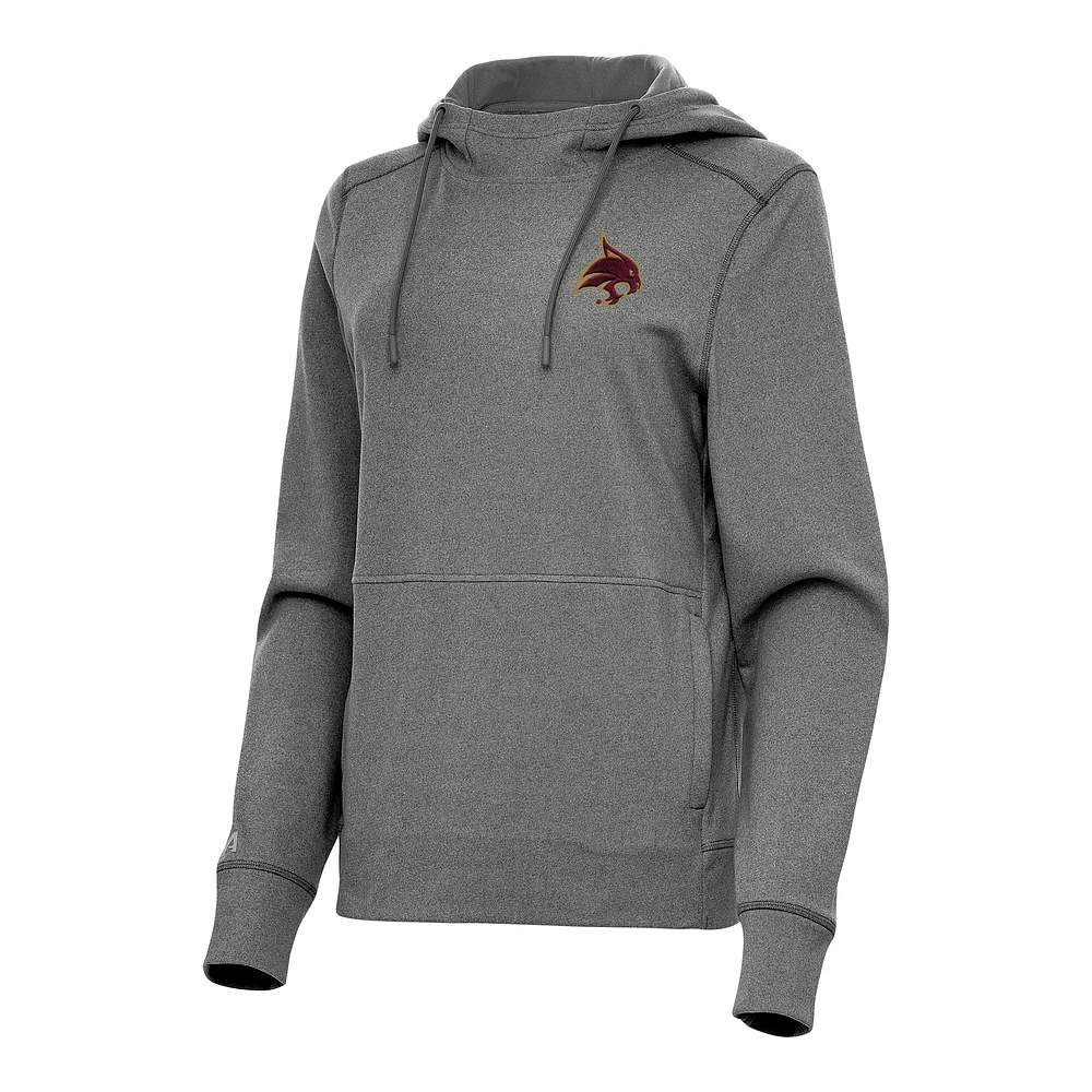 Women's Antigua Heather Texas State Bobcats Justice Pullover Hoodie
