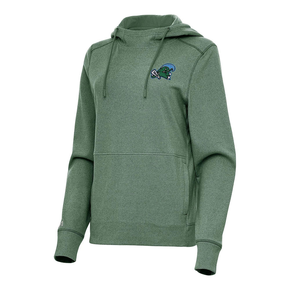 Women's Antigua Heather Tulane Green Wave Justice Pullover Hoodie