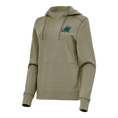 Women's Antigua Olive Tulane Green Wave Justice Pullover Hoodie