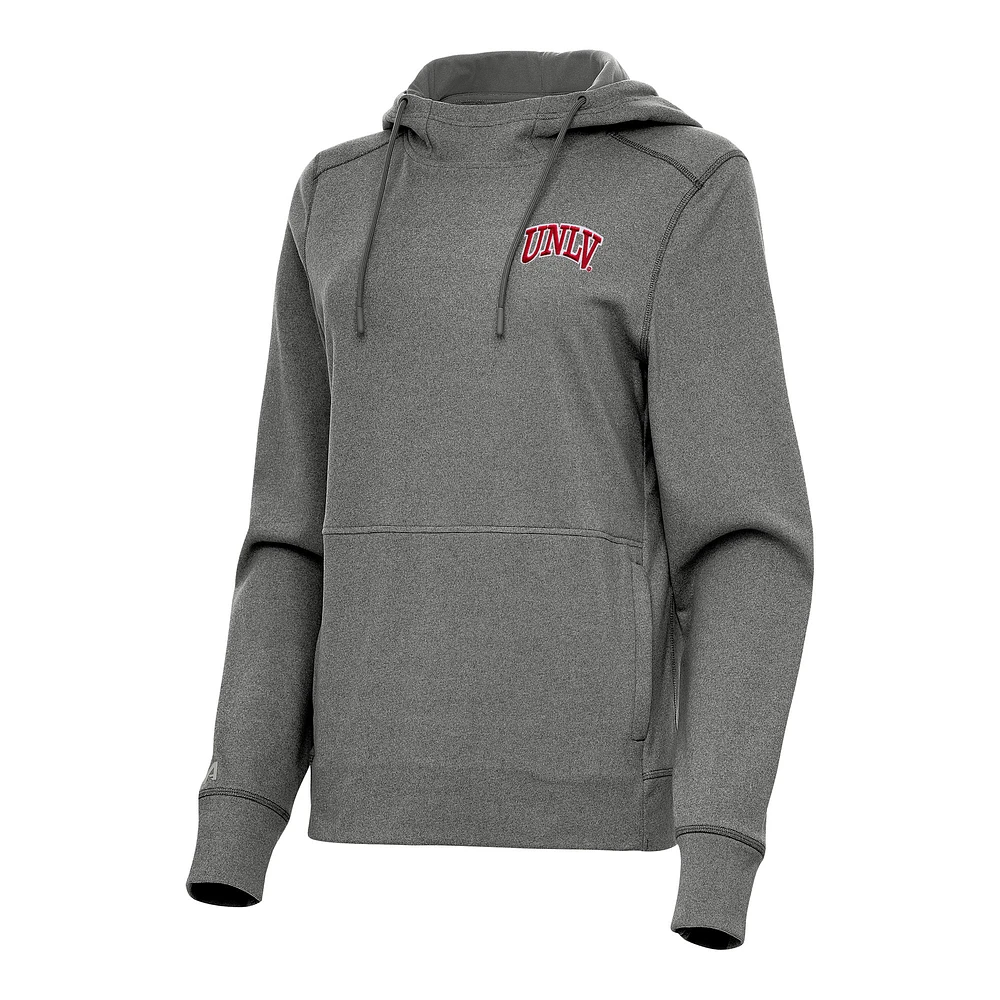 Women's Antigua Heather Black UNLV Rebels Justice Pullover Hoodie