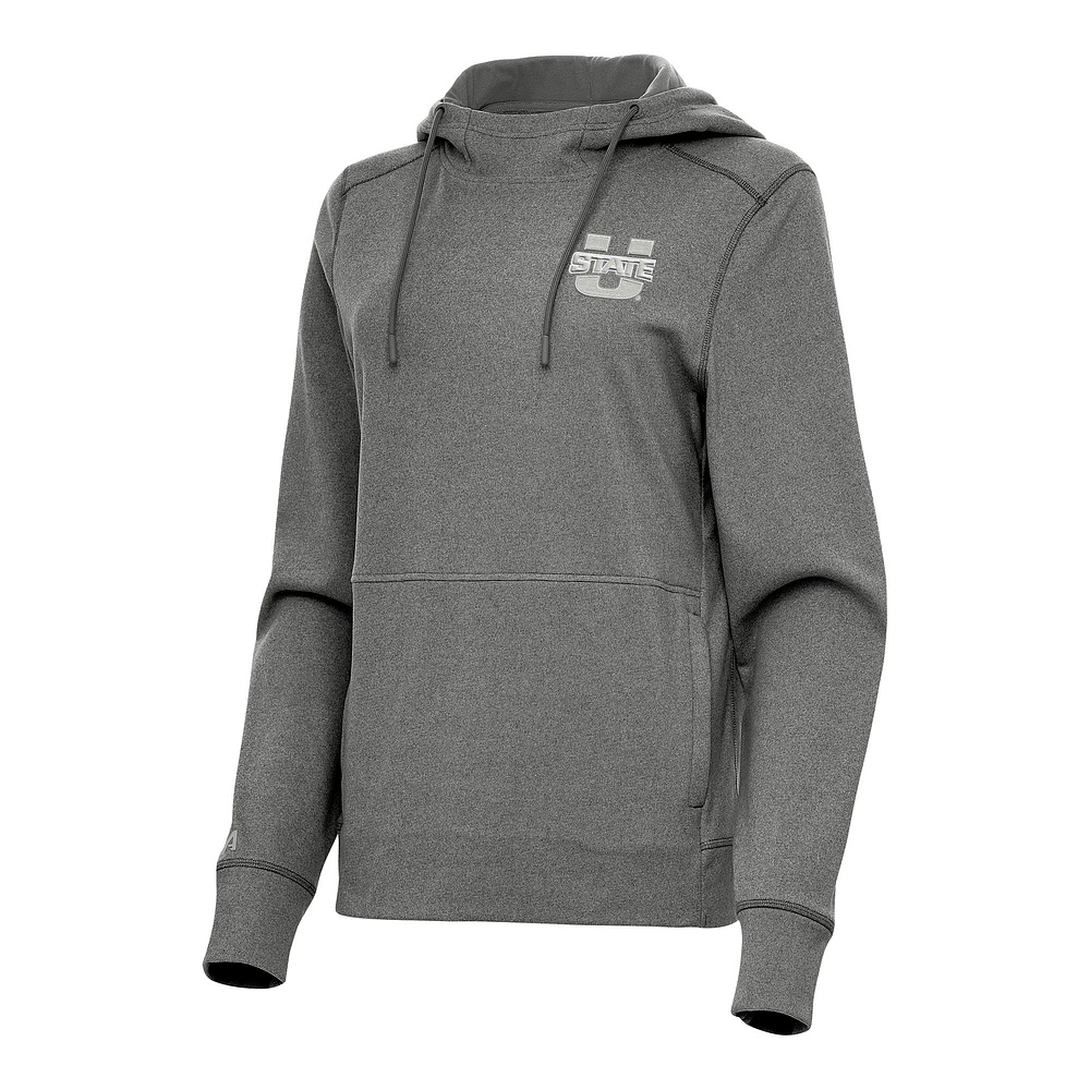 Women's Antigua Heather Utah State Aggies Justice Pullover Hoodie