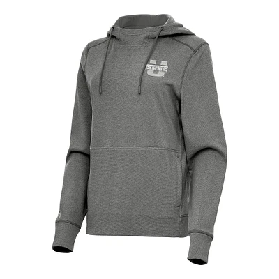 Women's Antigua Heather Utah State Aggies Justice Pullover Hoodie