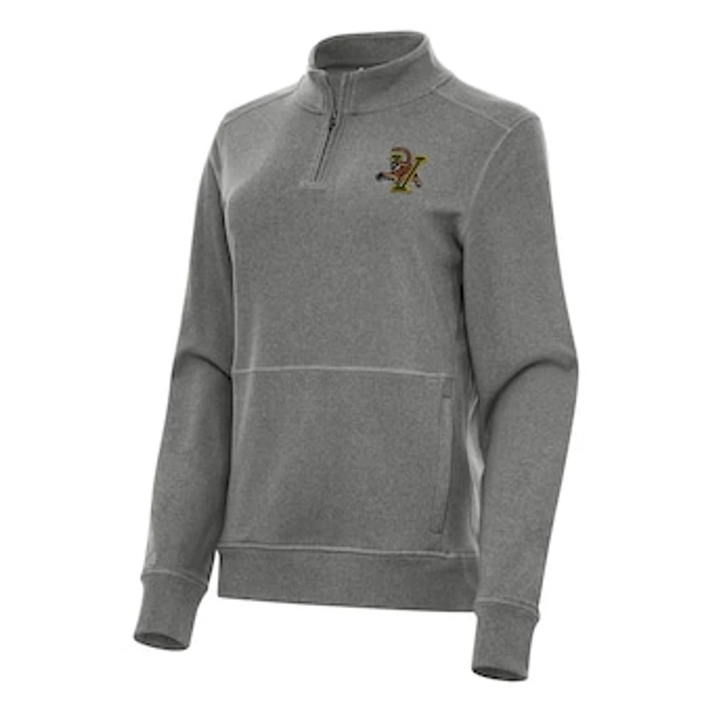 Women's Antigua Heather Charcoal Vermont Catamounts Crush Quarter-Zip Fleece Sweatshirt