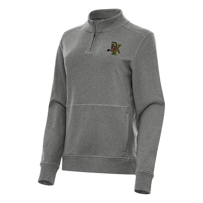 Women's Antigua Heather Charcoal Vermont Catamounts Crush Quarter-Zip Fleece Sweatshirt