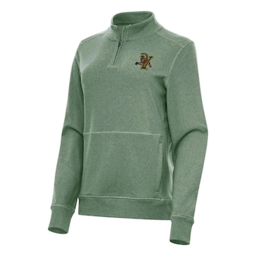 Women's Antigua Heather Green Vermont Catamounts Crush Quarter-Zip Fleece Sweatshirt