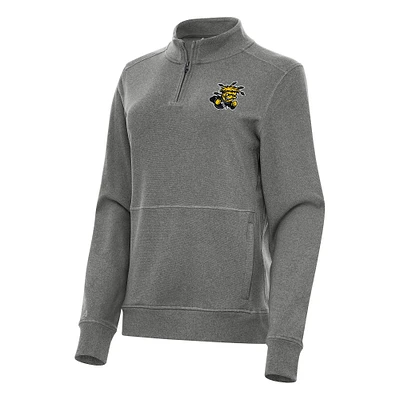 Women's Antigua Heather Charcoal Wichita State Shockers Crush Quarter-Zip Fleece Sweatshirt