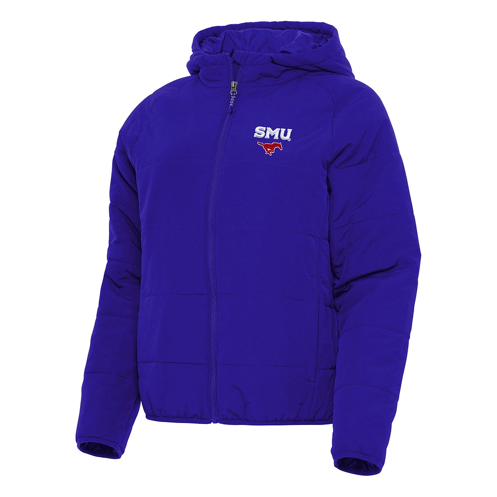 Women's Antigua Royal SMU Mustangs Universe Full-Zip Puffer Jacket