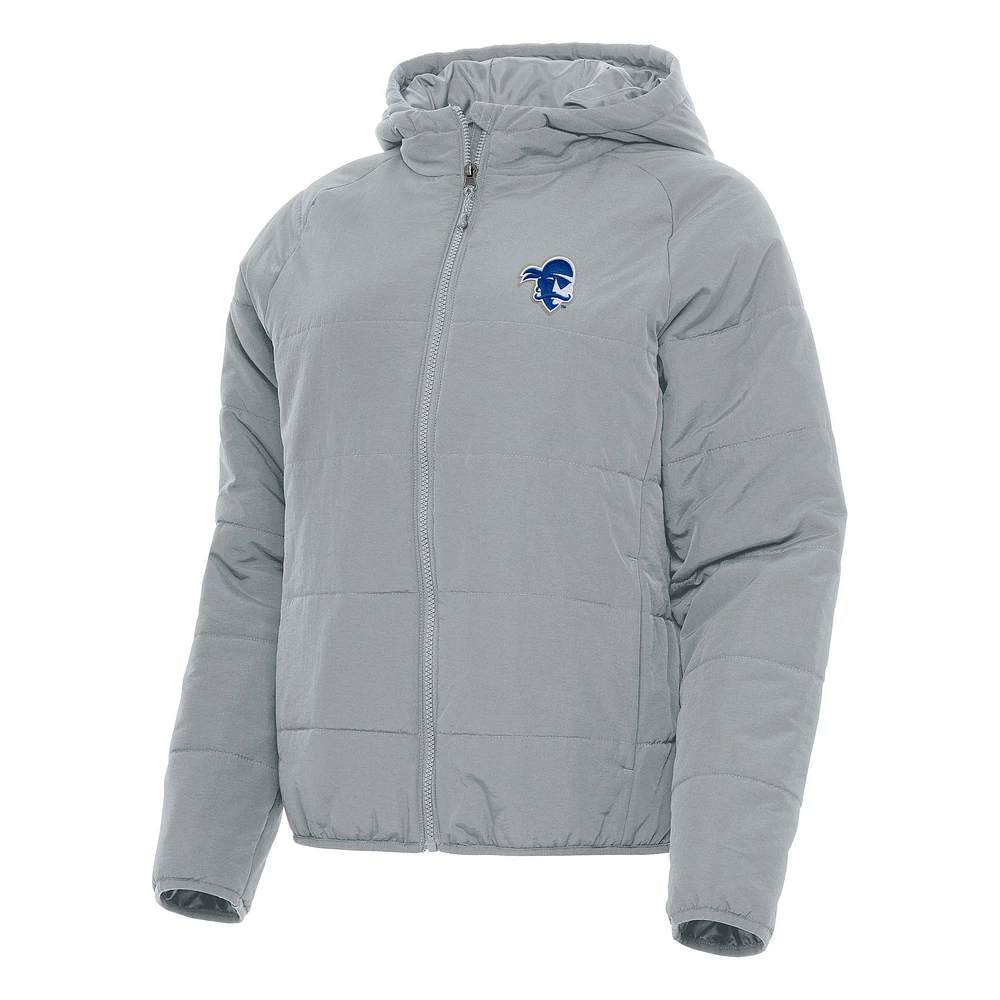 Women's Antigua Gray Seton Hall Pirates Universe Full-Zip Puffer Jacket