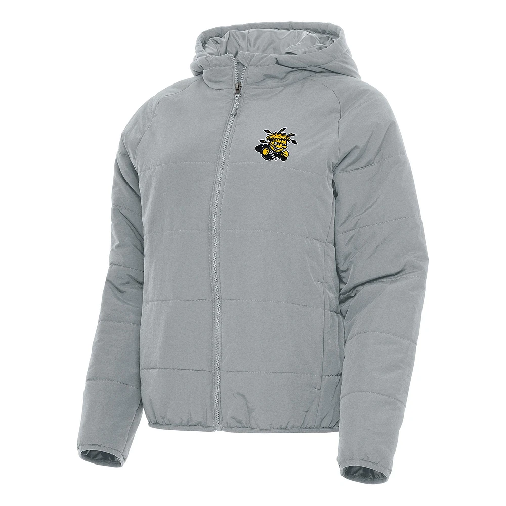 Women's Antigua Gray Wichita State Shockers Universe Full-Zip Puffer Jacket