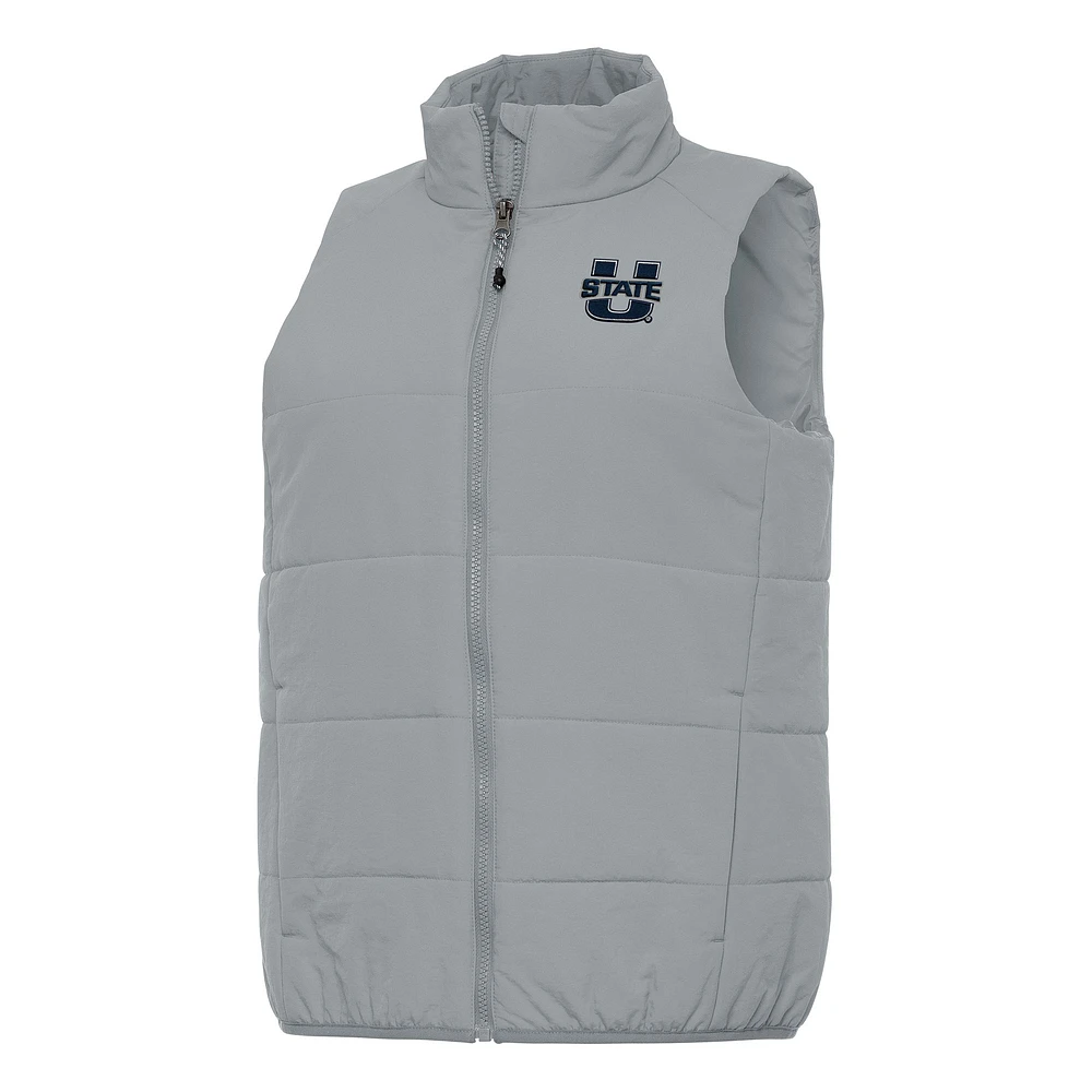 Women's Antigua Gray Utah State Aggies Experience Full-Zip Vest