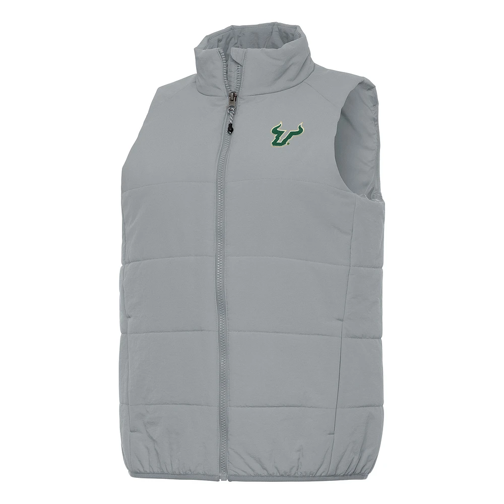 Women's Antigua Gray South Florida Bulls Experience Full-Zip Vest