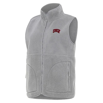 Women's Antigua Gray UNLV Rebels Nostalgic Full-Zip Vest