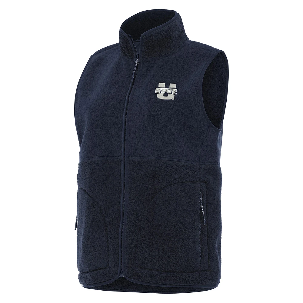 Women's Antigua Navy Utah State Aggies Nostalgic Full-Zip Vest