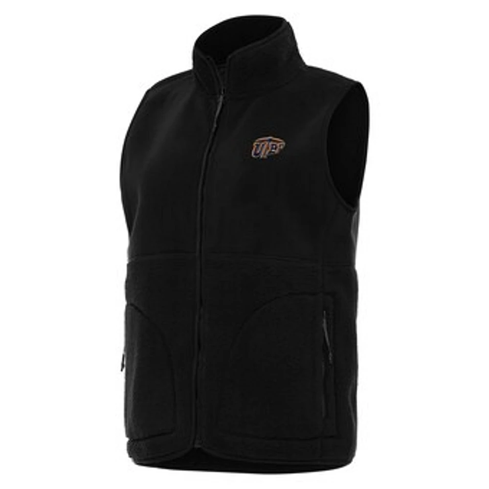 Women's Antigua Black UTEP Miners Nostalgic Full-Zip Vest