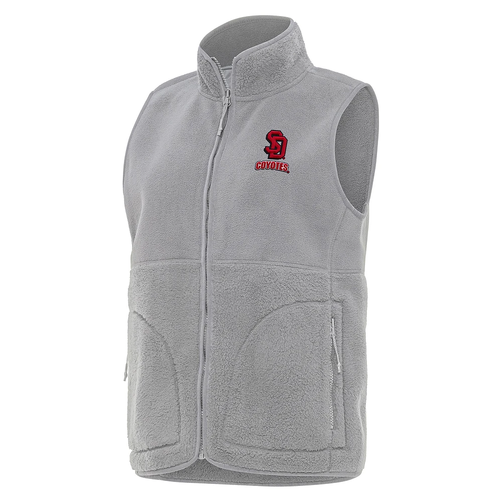 Women's Antigua Gray South Dakota Coyotes Nostalgic Full-Zip Vest