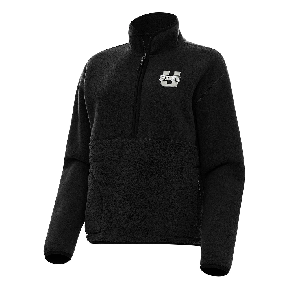 Women's Antigua Utah State Aggies Figure Half-Zip Pullover Sweatshirt