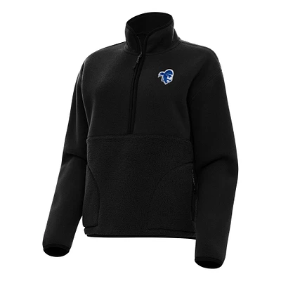 Women's Antigua Black Seton Hall Pirates Figure Half-Zip Pullover Sweatshirt