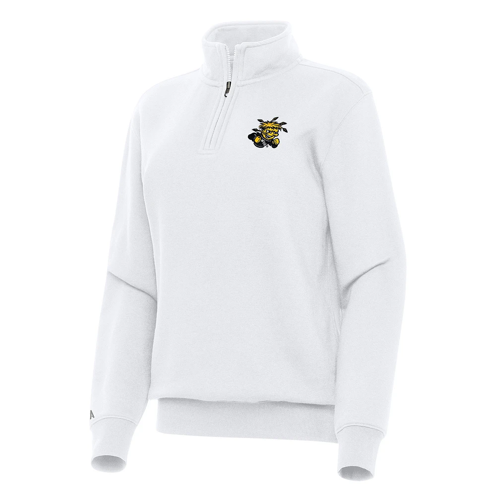 Women's Antigua White Wichita State Shockers Victory Quarter-Zip Sweatshirt