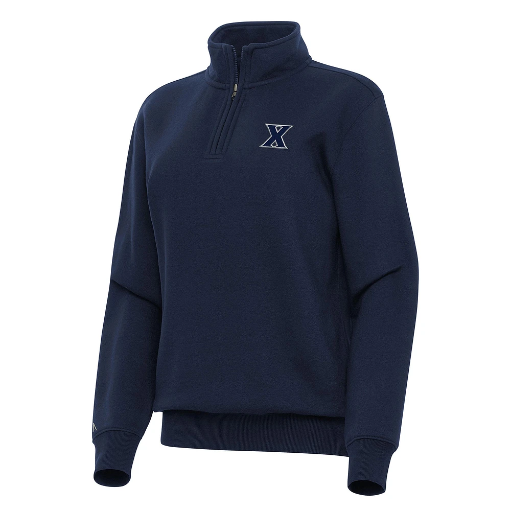Women's Antigua Navy Xavier Musketeers Victory Quarter-Zip Sweatshirt
