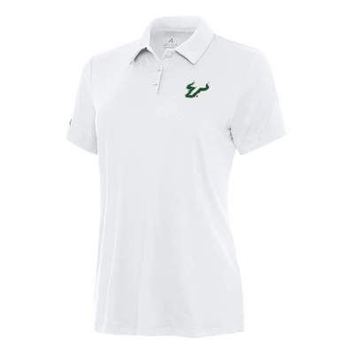 Women's Antigua White South Florida Bulls Reprocess Polo