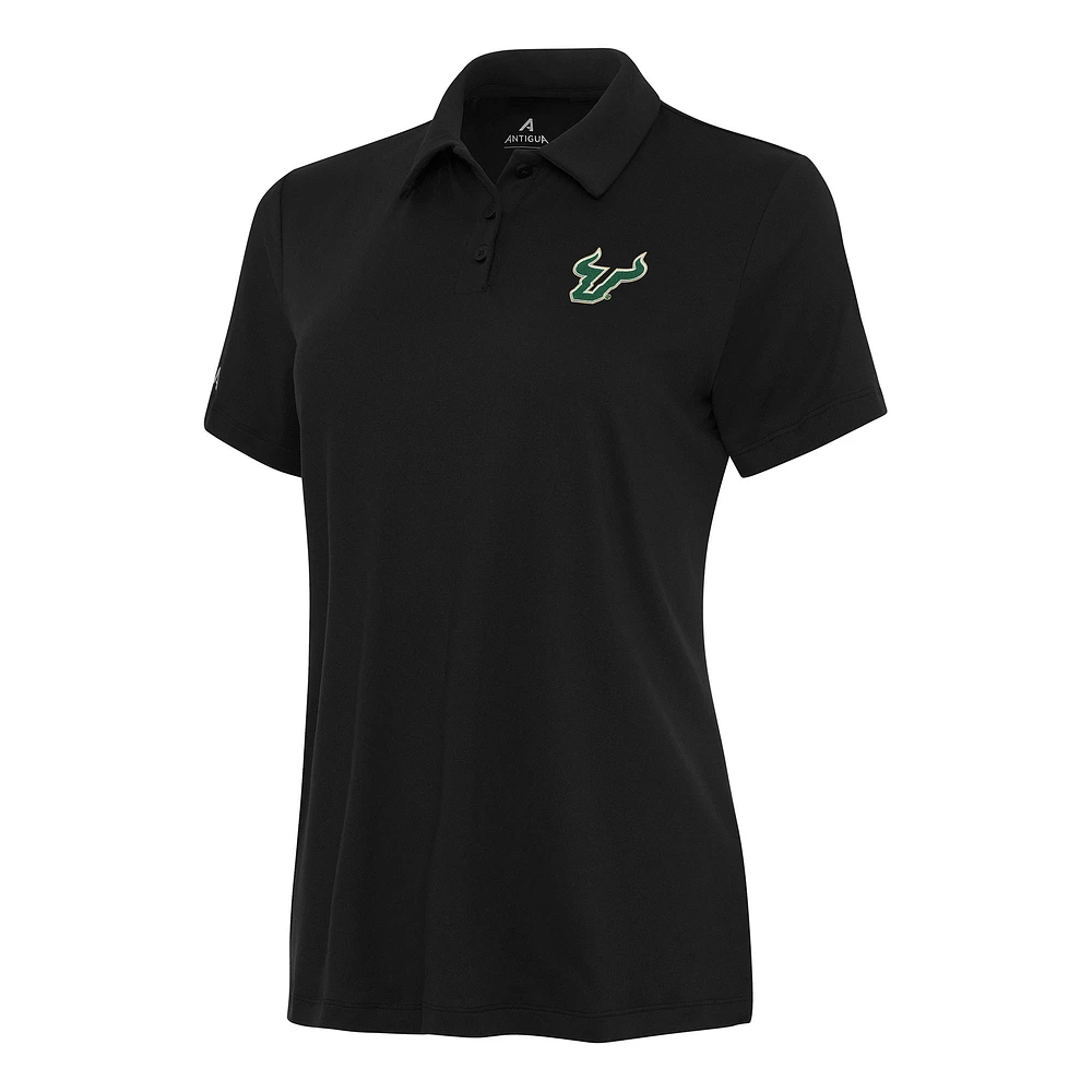 Women's Antigua Black South Florida Bulls Reprocess Polo
