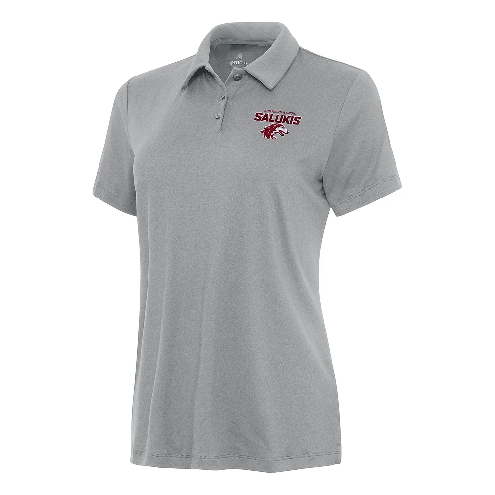Women's Antigua Gray Southern Illinois Salukis Reprocess Polo