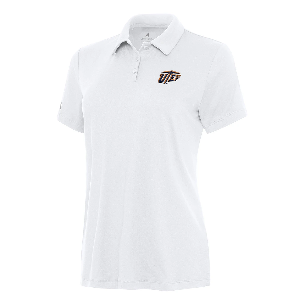 Women's Antigua White UTEP Miners Reprocess Polo