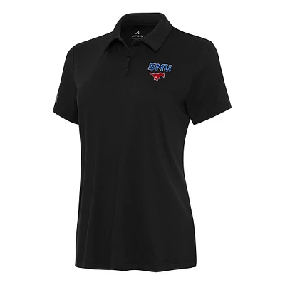 Women's Antigua Black SMU Mustangs Reprocess Polo