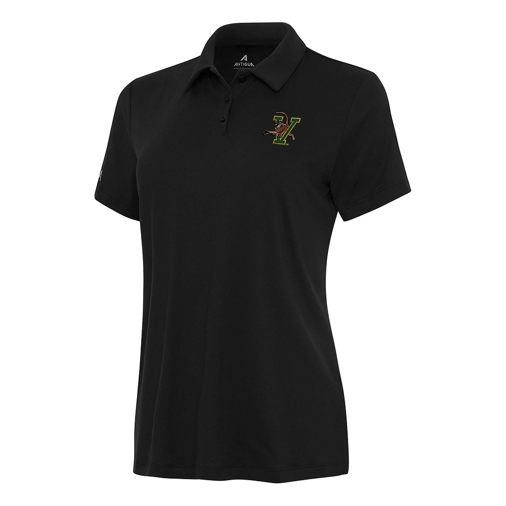 Women's Antigua Black Vermont Catamounts Reprocess Polo