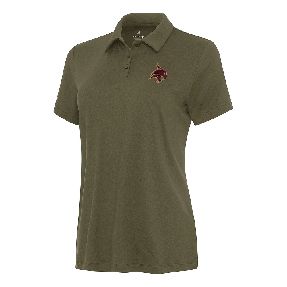 Women's Antigua Olive Texas State Bobcats Reprocess Polo