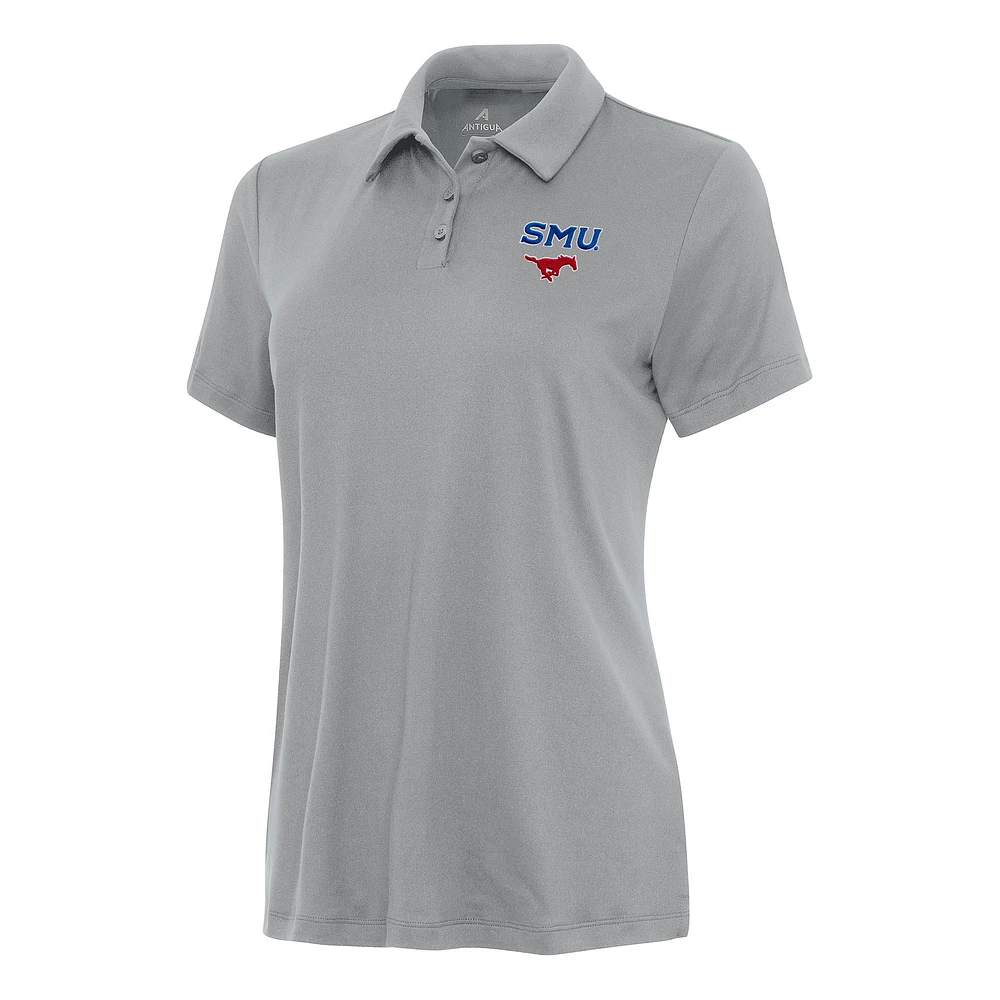 Women's Antigua Gray SMU Mustangs Reprocess Polo