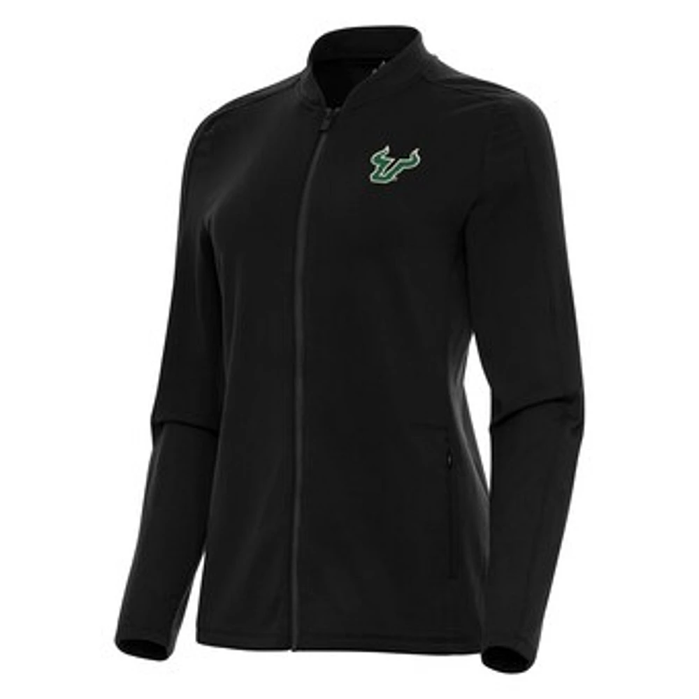 Women's Antigua Black South Florida Bulls Continual Full-Zip Jacket
