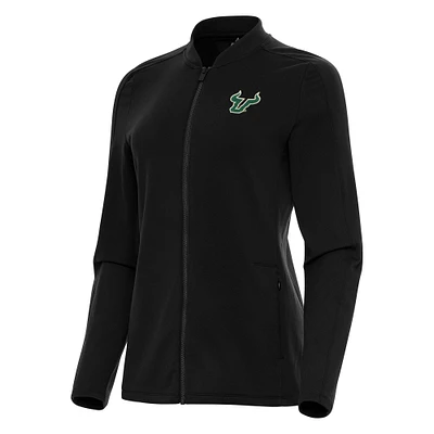 Women's Antigua Black South Florida Bulls Continual Full-Zip Jacket