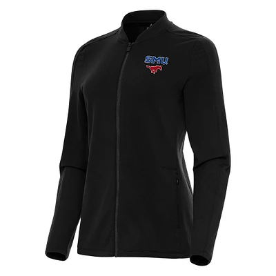 Women's Antigua Black SMU Mustangs Continual Full-Zip Jacket