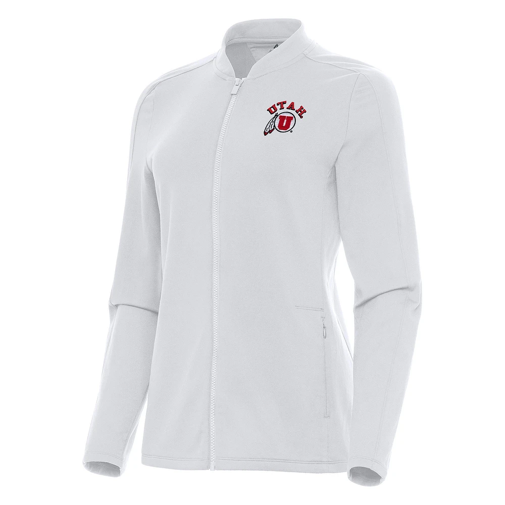 Women's Antigua White Utah Utes Continual Full-Zip Jacket