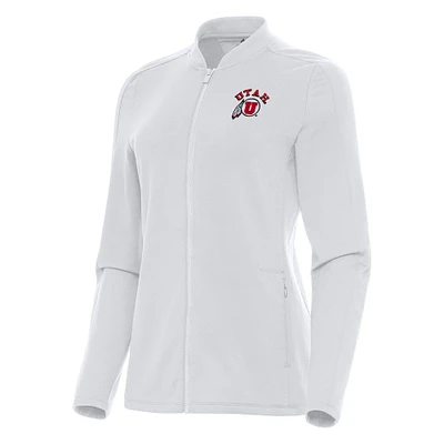 Women's Antigua White Utah Utes Continual Full-Zip Jacket
