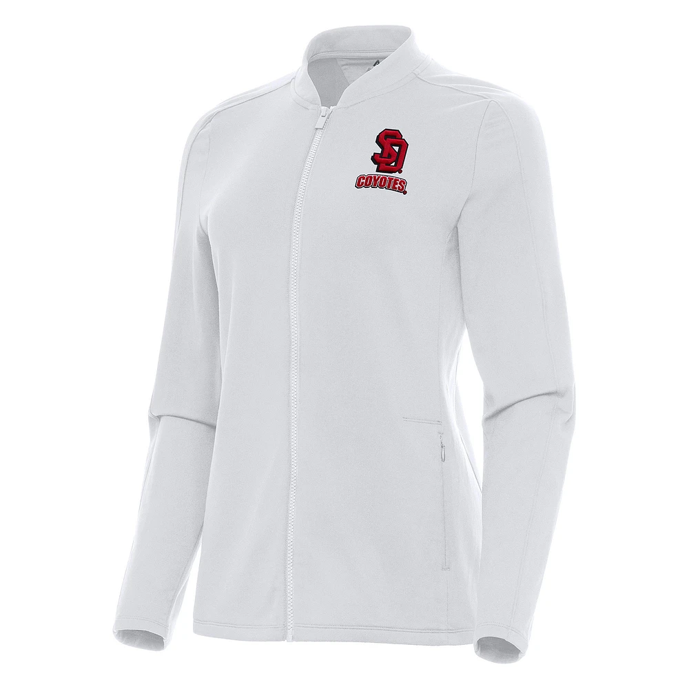 Women's Antigua White South Dakota Coyotes Continual Full-Zip Jacket