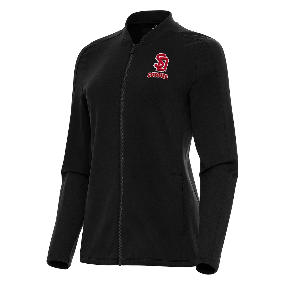 Women's Antigua Black South Dakota Coyotes Continual Full-Zip Jacket