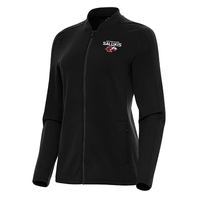 Women's Antigua Black Southern Illinois Salukis Continual Full-Zip Jacket