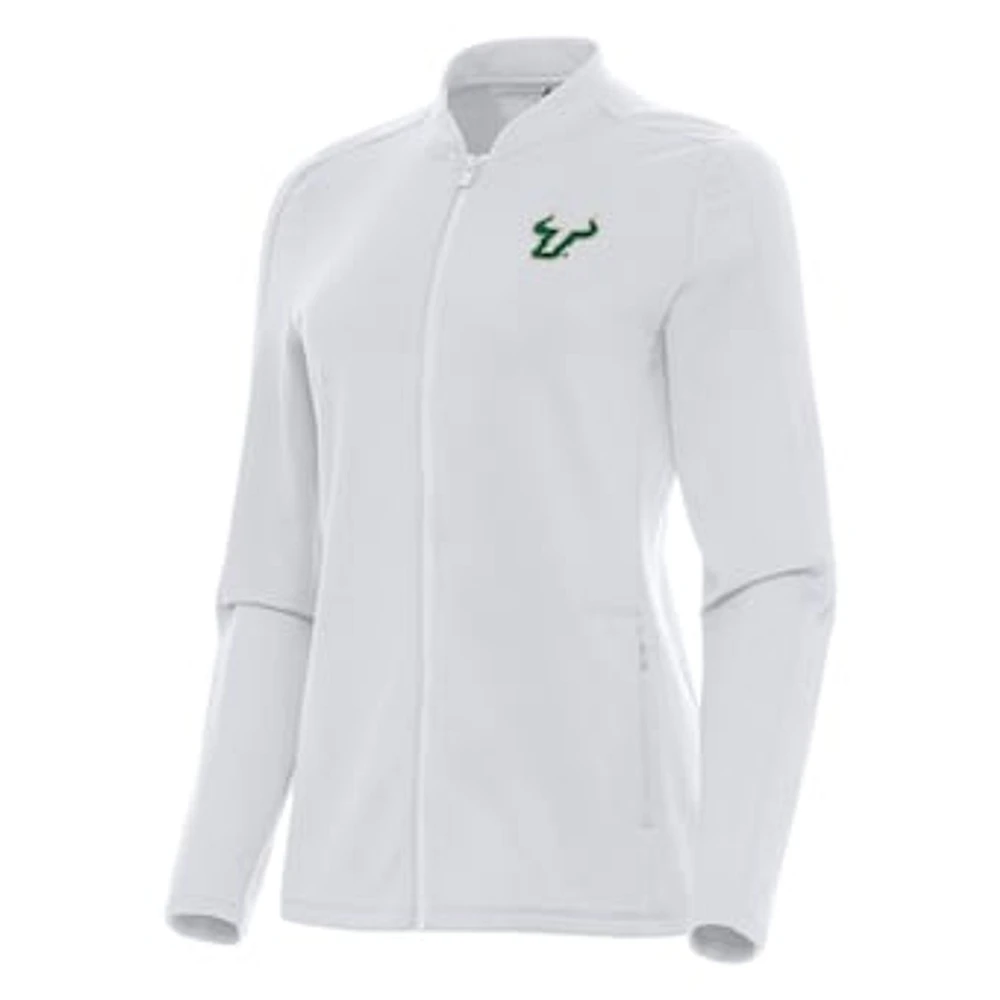 Women's Antigua White South Florida Bulls Continual Full-Zip Jacket