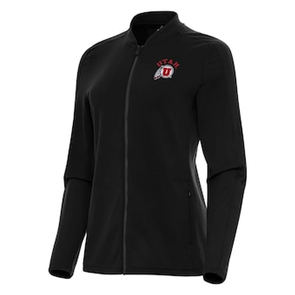 Women's Antigua Black Utah Utes Continual Full-Zip Jacket