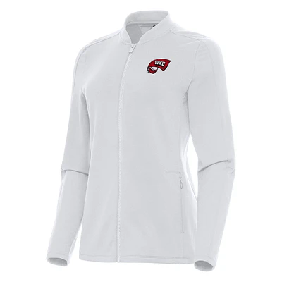 Women's Antigua White Western Kentucky Hilltoppers Continual Full-Zip Jacket