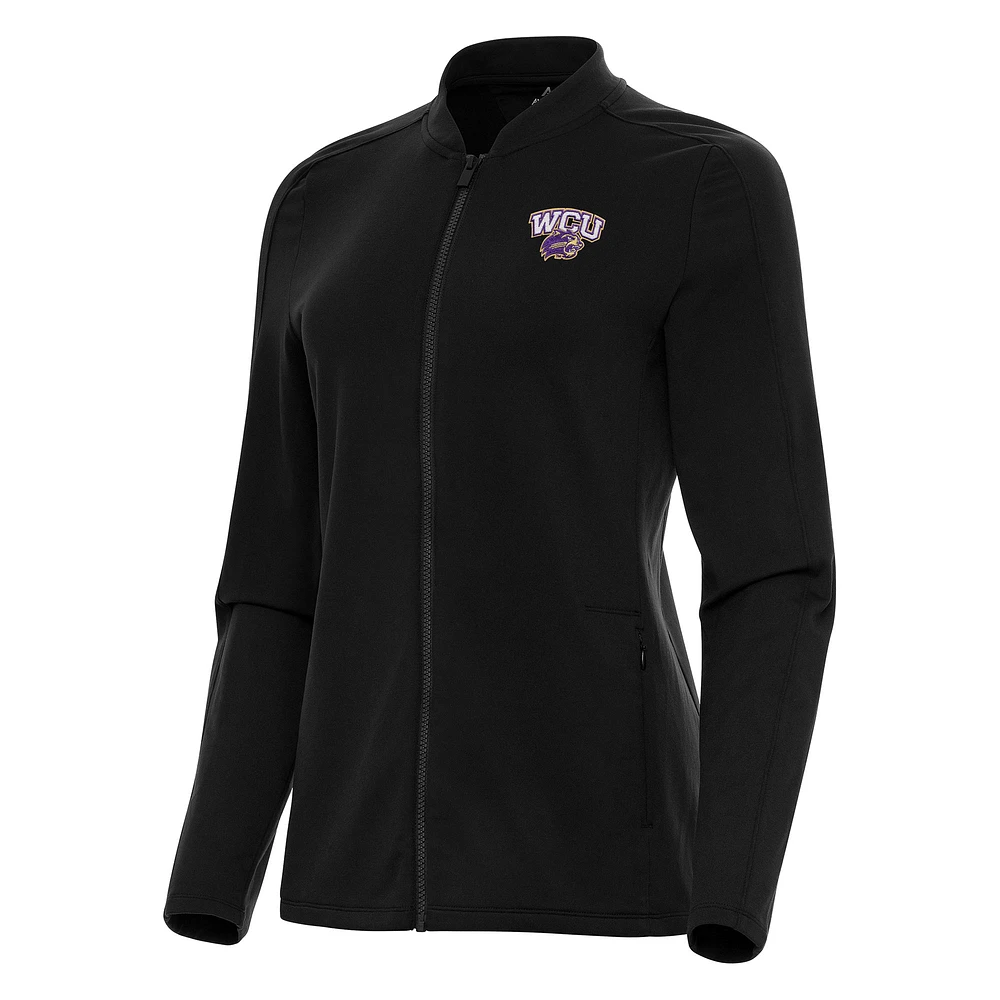 Women's Antigua Black Western Carolina Catamounts Continual Full-Zip Jacket
