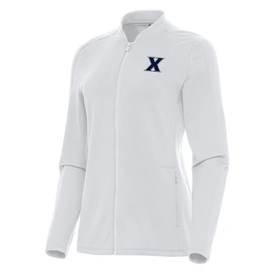 Women's Antigua White Xavier Musketeers Continual Full-Zip Jacket