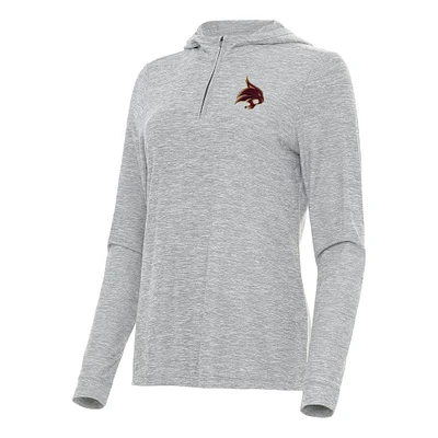 Women's Antigua Heather Gray Texas State Bobcats Daybreak Quarter-Zip Hoodie