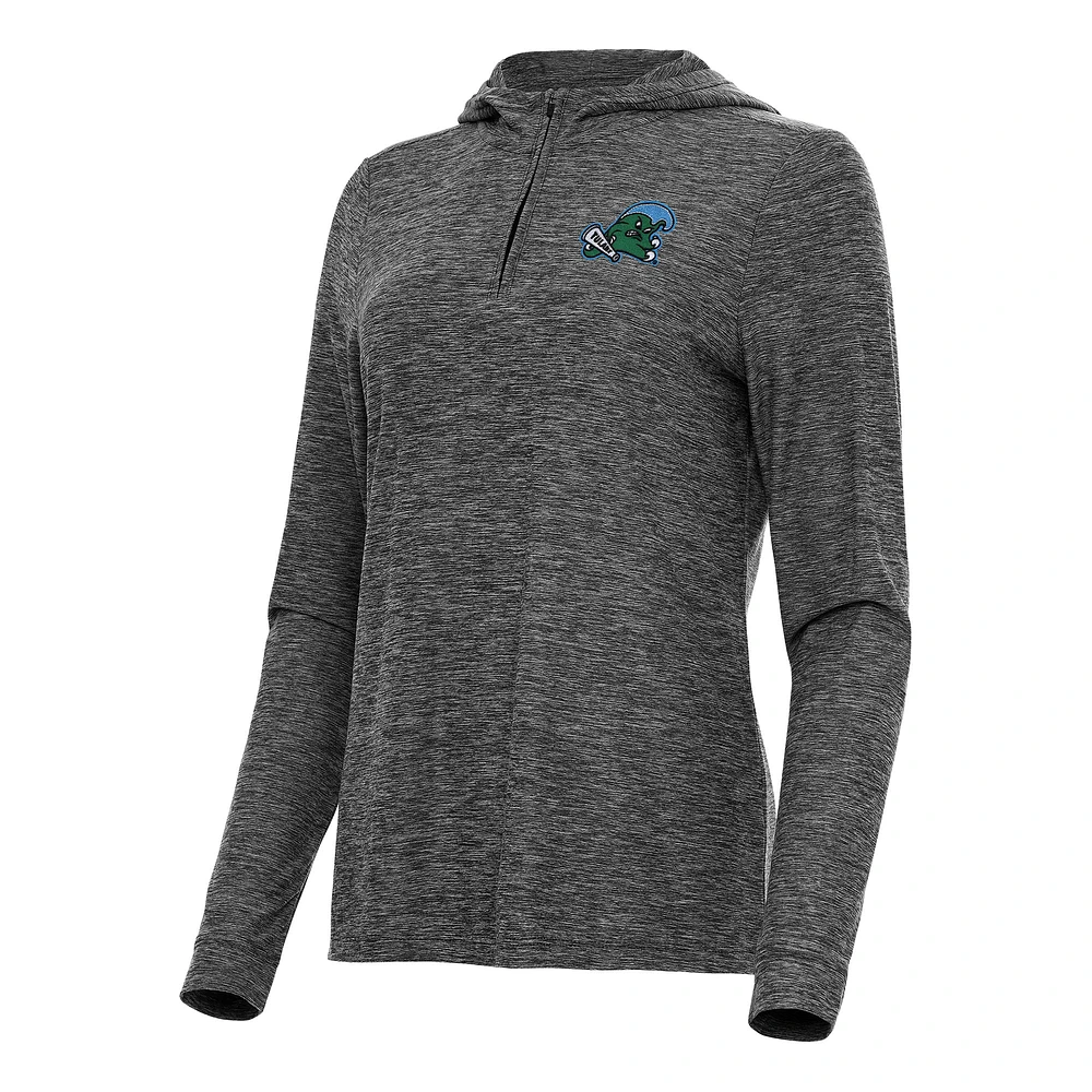 Women's Antigua Heather Tulane Green Wave Daybreak Quarter-Zip Hoodie