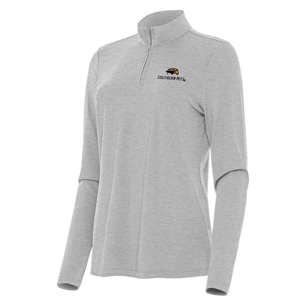 Women's Antigua Heather Southern Miss Golden Eagles Bright Quarter-Zip Top