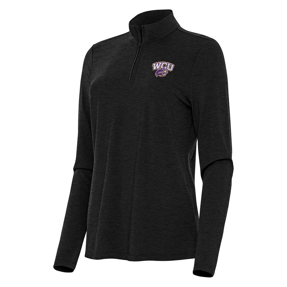 Women's Antigua Heather Black Western Carolina Catamounts Bright Quarter-Zip Top