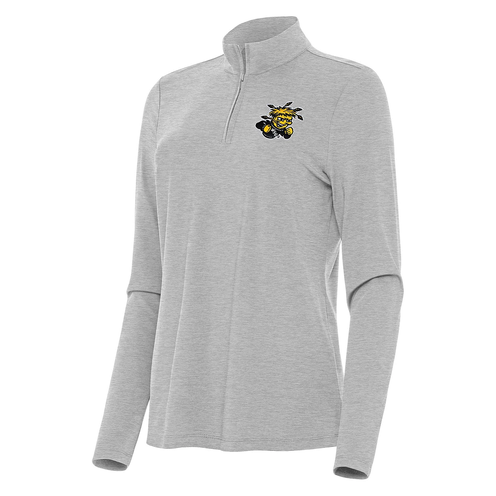 Women's Antigua Heather Gray Wichita State Shockers Bright Quarter-Zip Top